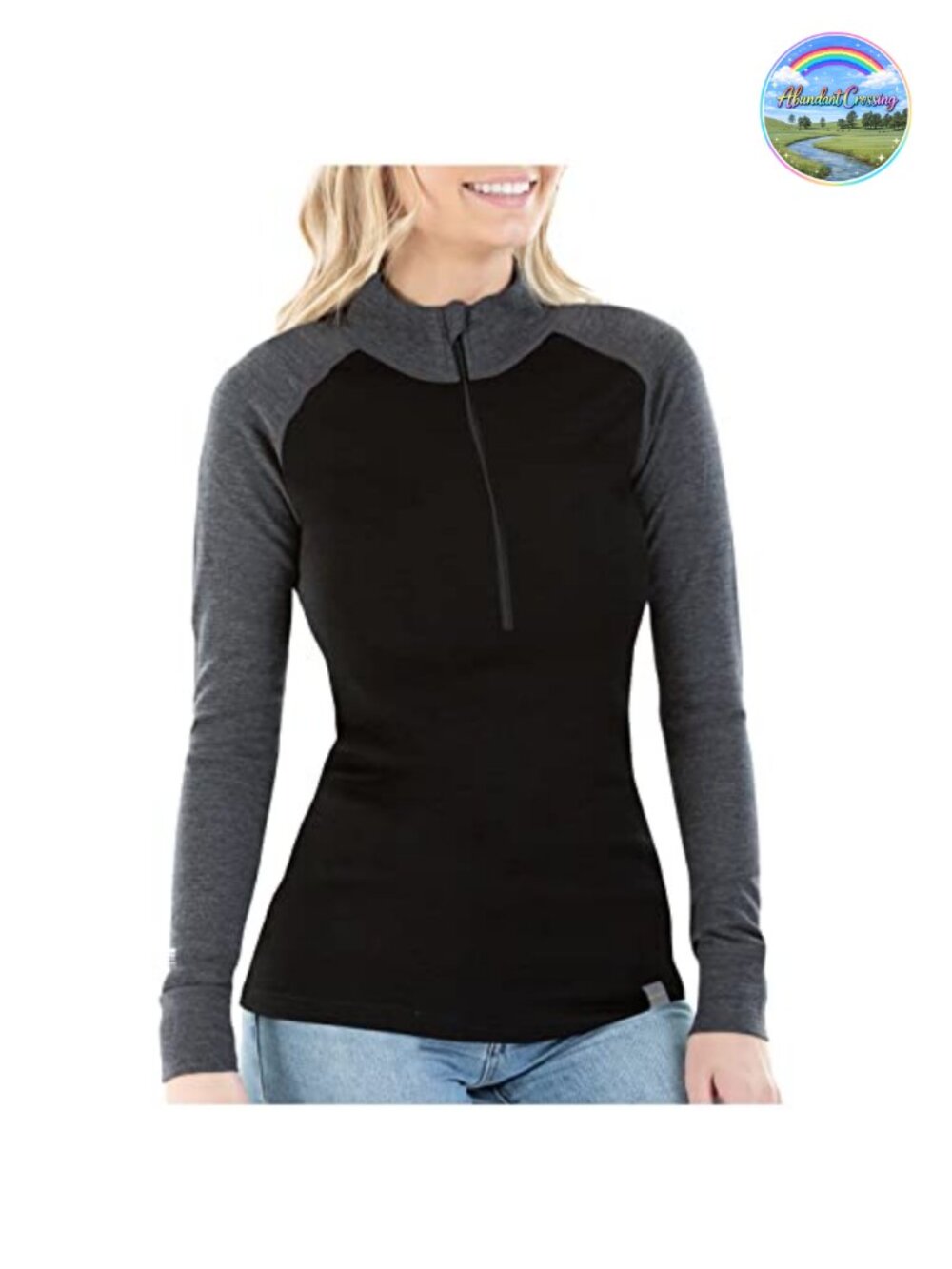 100% Merino Wool Midweight Half Zip Base Layer Thermal Sweater